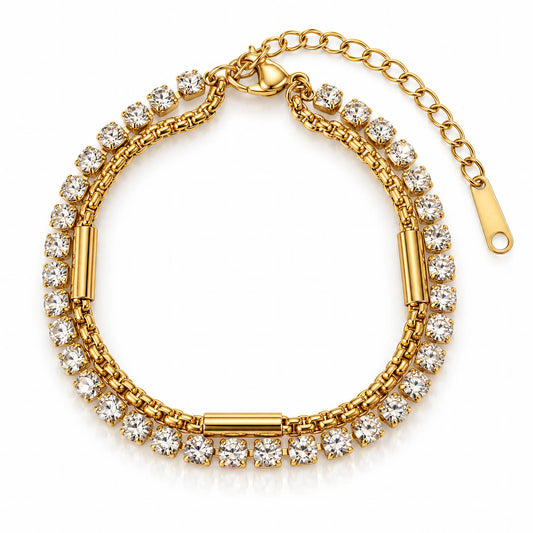Tennis PVD Gold-Plated Steel Bracelet - Intensity