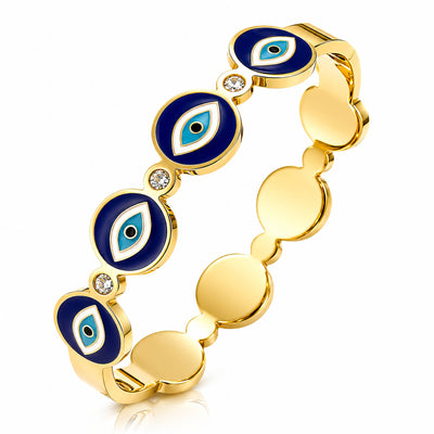 Evil Eyes PVD Gold-Plated Steel Bracelet - Intensity