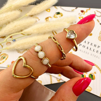 Heart PVD Gold-Plated Stainless Steel Ring - Intensity