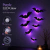 12-Pack Purple LED Bat Wall Stickers | Glow in the Dark 3D Halloween Window Decor