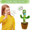 Dancing Cactus Toy – 120 Songs, Voice Repeat, USB & Battery Plushie