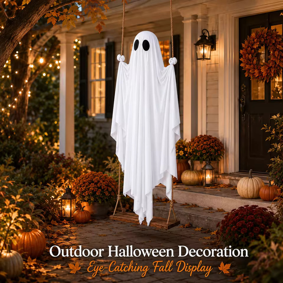 Glowing LED Ghost Swing Lantern | Halloween Decor