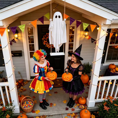 Glowing LED Ghost Swing Lantern | Halloween Decor