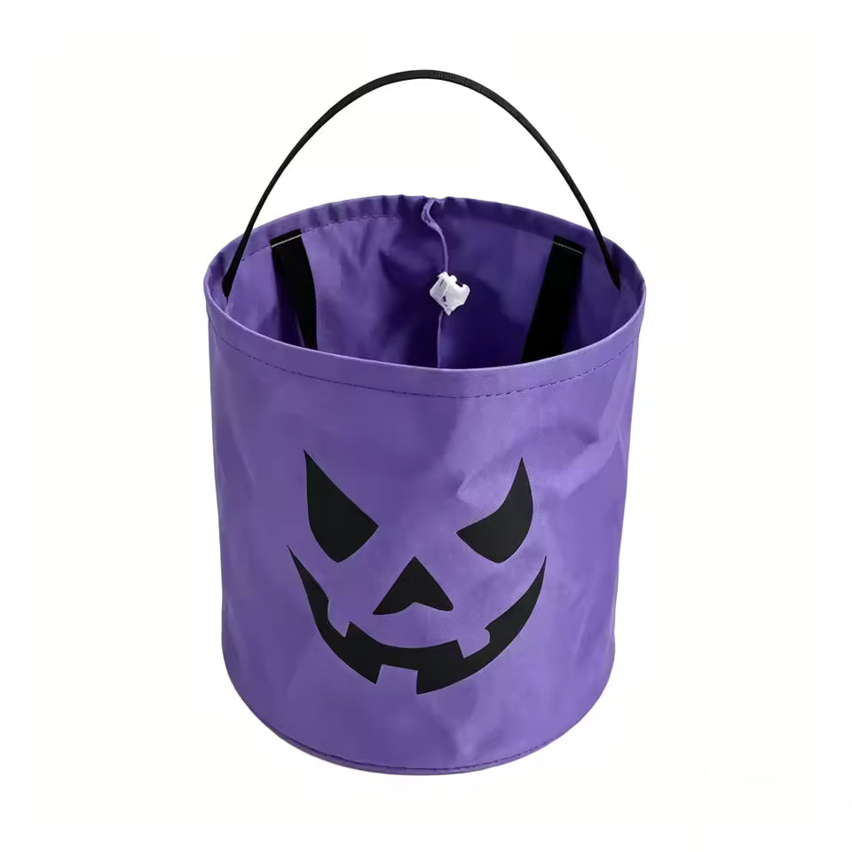 LED Light-Up Halloween Jack-O-Lantern Candy Basket – Glow-in-the-Dark Trick-or-Treat Bag