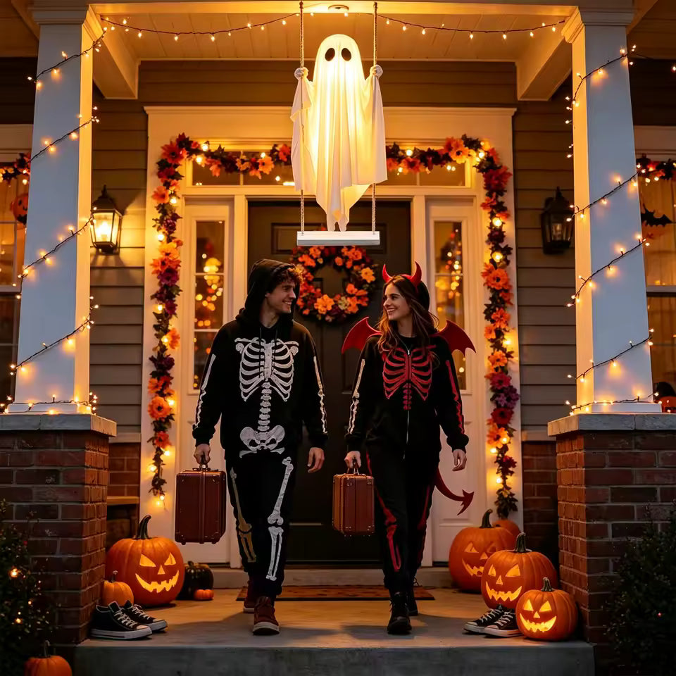Glowing LED Ghost Swing Lantern | Halloween Decor