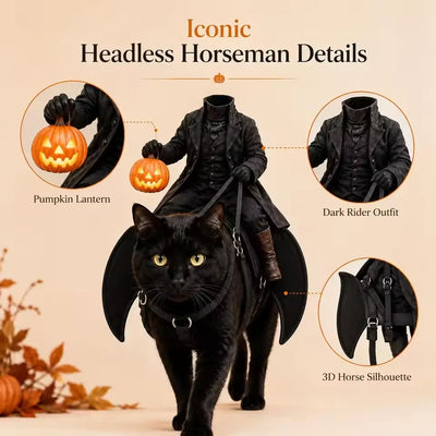 Headless Horseman Cat Costume: 3D Rider Halloween Outfit