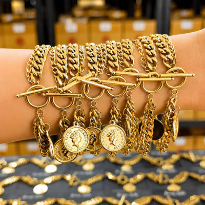 Coin PVD Gold-Plated Stainless Steel Bracelet - Intensity