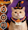 Halloween Witch Hat & Pumpkin Collar Set for Cats & Dogs – Handmade Knit Pet Costume
