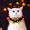 Halloween Witch Hat & Pumpkin Collar Set for Cats & Dogs – Handmade Knit Pet Costume