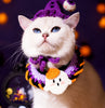 Halloween Witch Hat & Pumpkin Collar Set for Cats & Dogs – Handmade Knit Pet Costume