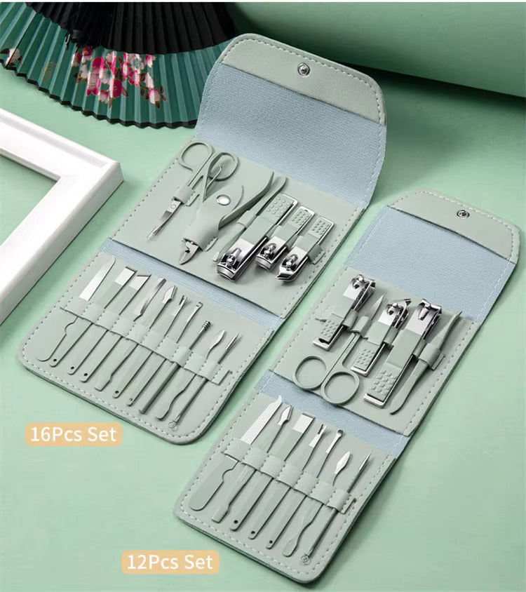 16-piece manicure pedicure kit - Essential Grooming Tools for Nails and Skin.