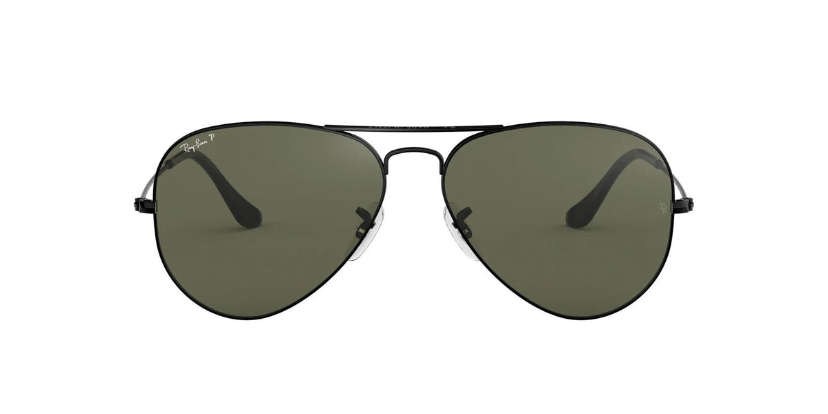 Aviator sunglasses totally in black, sleek black frame with dark lenses